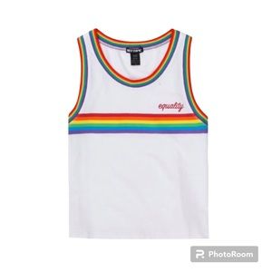 Rainbow stripe equality ringer tank sleeveless